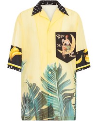 gelbes bedrucktes Kurzarmhemd von Dolce & Gabbana