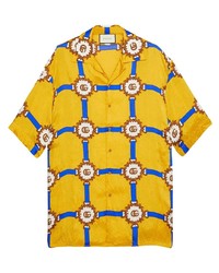gelbes bedrucktes Kurzarmhemd von Gucci