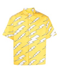gelbes bedrucktes Kurzarmhemd von Neil Barrett