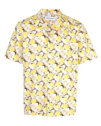 gelbes bedrucktes Kurzarmhemd von Rochambeau