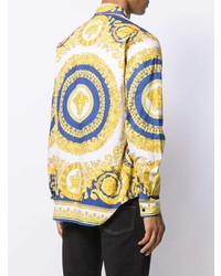 gelbes bedrucktes Langarmhemd von Versace