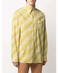 gelbes bedrucktes Langarmhemd von Marni
