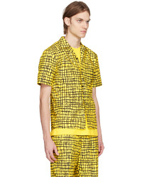 gelbes bedrucktes Langarmhemd von Moschino