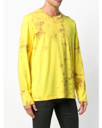 gelbes bedrucktes Langarmshirt von Helmut Lang