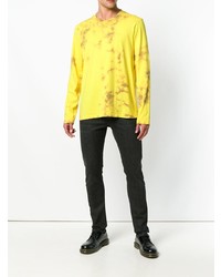 gelbes bedrucktes Langarmshirt von Helmut Lang