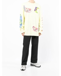 gelbes bedrucktes Langarmshirt von Heron Preston