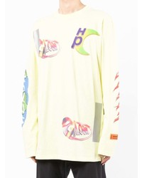 gelbes bedrucktes Langarmshirt von Heron Preston