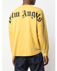 gelbes bedrucktes Langarmshirt von Palm Angels