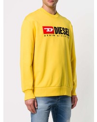 gelbes bedrucktes Langarmshirt von Diesel