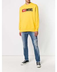 gelbes bedrucktes Langarmshirt von Diesel