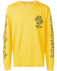 gelbes bedrucktes Langarmshirt von Sss World Corp