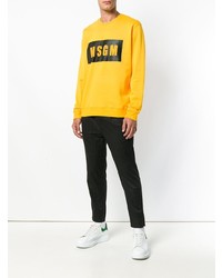 gelbes bedrucktes Langarmshirt von MSGM