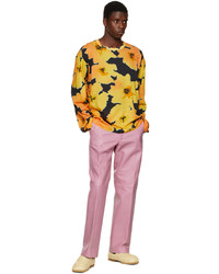 gelbes bedrucktes Langarmshirt von Dries Van Noten