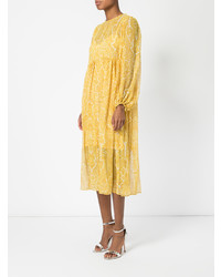 gelbes bedrucktes schwingendes Kleid von Zimmermann
