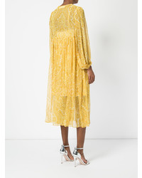 gelbes bedrucktes schwingendes Kleid von Zimmermann