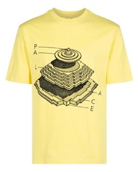 gelbes bedrucktes Spitze T-Shirt mit einem Rundhalsausschnitt von Palace