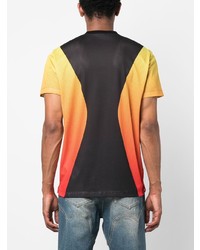 gelbes bedrucktes T-Shirt mit einem Rundhalsausschnitt aus Netzstoff von DSQUARED2