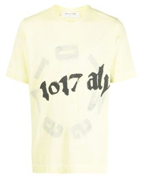 gelbes bedrucktes T-Shirt mit einem Rundhalsausschnitt von 1017 Alyx 9Sm