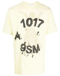 gelbes bedrucktes T-Shirt mit einem Rundhalsausschnitt von 1017 Alyx 9Sm