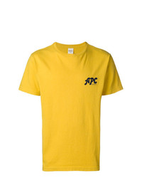 gelbes bedrucktes T-Shirt mit einem Rundhalsausschnitt von A.P.C.