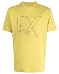 gelbes bedrucktes T-Shirt mit einem Rundhalsausschnitt von Armani Exchange