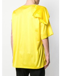 gelbes bedrucktes T-Shirt mit einem Rundhalsausschnitt von Raf Simons