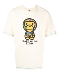gelbes bedrucktes T-Shirt mit einem Rundhalsausschnitt von *BABY MILO® STORE BY *A BATHING APE®