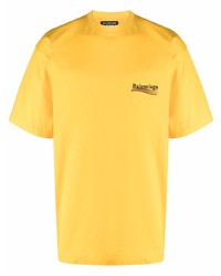 gelbes bedrucktes T-Shirt mit einem Rundhalsausschnitt von Balenciaga