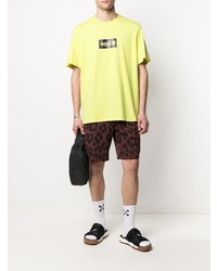 gelbes bedrucktes T-Shirt mit einem Rundhalsausschnitt von MSGM