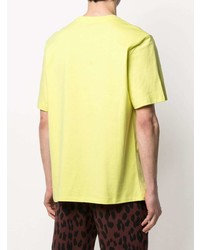 gelbes bedrucktes T-Shirt mit einem Rundhalsausschnitt von MSGM