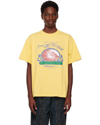 gelbes bedrucktes T-Shirt mit einem Rundhalsausschnitt von Brain Dead