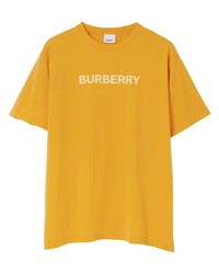 gelbes bedrucktes T-Shirt mit einem Rundhalsausschnitt von Burberry
