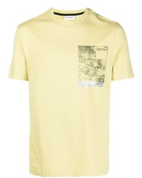 gelbes bedrucktes T-Shirt mit einem Rundhalsausschnitt von Calvin Klein