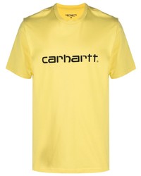 gelbes bedrucktes T-Shirt mit einem Rundhalsausschnitt von Carhartt WIP