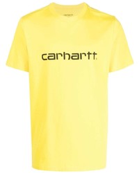 gelbes bedrucktes T-Shirt mit einem Rundhalsausschnitt von Carhartt WIP