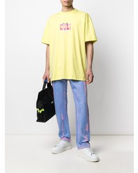 gelbes bedrucktes T-Shirt mit einem Rundhalsausschnitt von MSGM