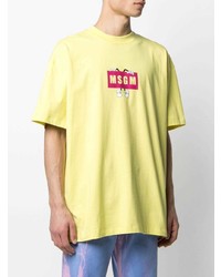 gelbes bedrucktes T-Shirt mit einem Rundhalsausschnitt von MSGM