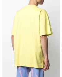 gelbes bedrucktes T-Shirt mit einem Rundhalsausschnitt von MSGM