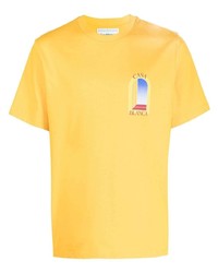 gelbes bedrucktes T-Shirt mit einem Rundhalsausschnitt von Casablanca