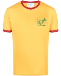 gelbes bedrucktes T-Shirt mit einem Rundhalsausschnitt von Casablanca