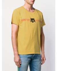 gelbes bedrucktes T-Shirt mit einem Rundhalsausschnitt von Gucci