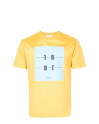 gelbes bedrucktes T-Shirt mit einem Rundhalsausschnitt von Cerruti 1881