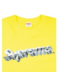 gelbes bedrucktes T-Shirt mit einem Rundhalsausschnitt von Supreme