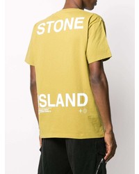 gelbes bedrucktes T-Shirt mit einem Rundhalsausschnitt von Stone Island