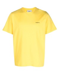 gelbes bedrucktes T-Shirt mit einem Rundhalsausschnitt von Coperni