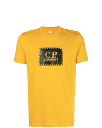gelbes bedrucktes T-Shirt mit einem Rundhalsausschnitt von CP Company