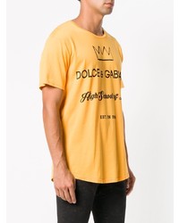 gelbes bedrucktes T-Shirt mit einem Rundhalsausschnitt von Dolce & Gabbana