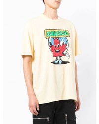 gelbes bedrucktes T-Shirt mit einem Rundhalsausschnitt von DSQUARED2