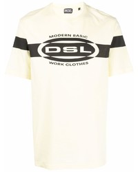gelbes bedrucktes T-Shirt mit einem Rundhalsausschnitt von Diesel