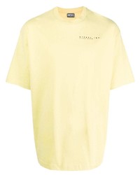gelbes bedrucktes T-Shirt mit einem Rundhalsausschnitt von Diesel